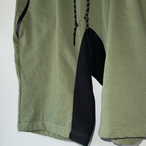 Bascom Projects Olive & Black Drawstring Shorts M 60% Cotton 40% Polyester - Picture 6 of 9